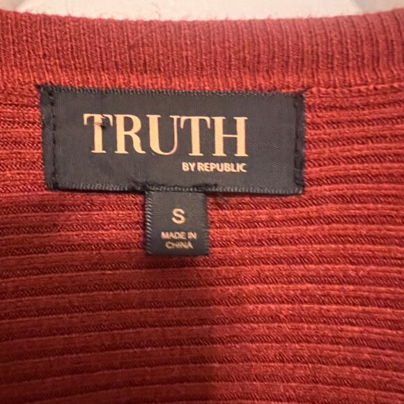 Truth by Republic Rust Ribbed Button Front Cardigan Size Small - Picture 7 of 8